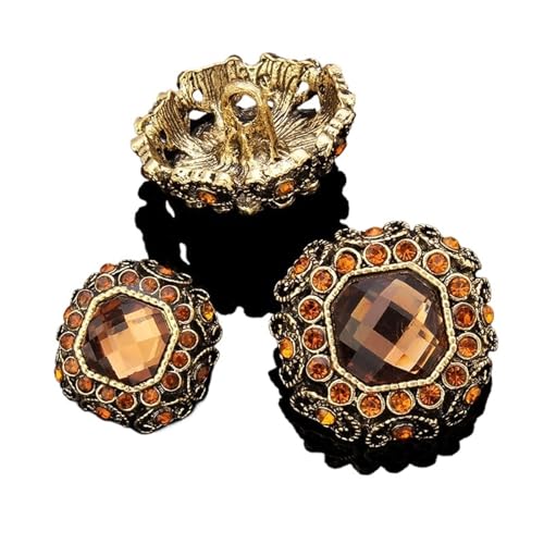 WDSBZNB Strassknöpfe Dekorative quadratische Metall-Diamant-Knöpfe im Vintage-Stil mit Gold-Edelsteinen for Kleidung, Pullover, Strickjacken, Basteln, Nähen, 20 mm(Gray,23mm 6pcs) von WDSBZNB