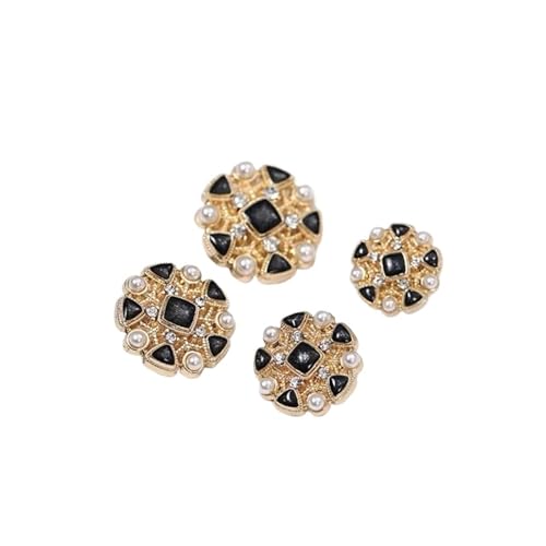 WDSBZNB Strassknöpfe Farbige Diamant-Metallknöpfe for Damenhemden, Pullover, Mäntel, Kleidungsdekoration(Black,23mm-10pcs) von WDSBZNB