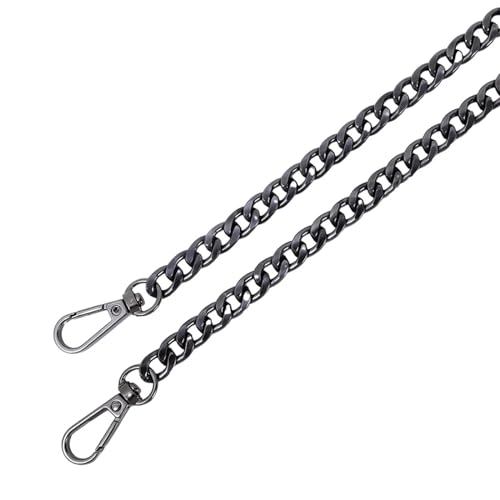 WDSBZNB Taschenkette 2 Stück 120 cm Metall-Aluminium-Taschenkette, Ersatzteile, Zubehör for handgewebte Schulterhandtaschen, DIY, handgefertigte, abnehmbare Träger(Black) von WDSBZNB