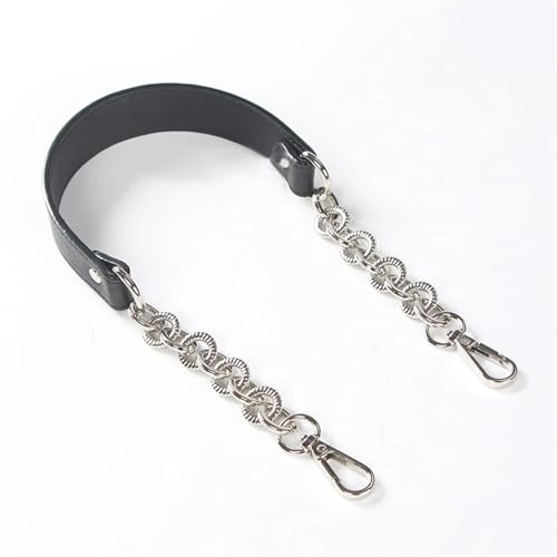 WDSBZNB Taschenkette Damen-Schultertaschengurte, Ersatz-Handtaschenketten, PU-Leder, Taschengurt, Lange Gürtel, Taschengriff, Schnalle, Geldbörsengurte(Black Silver) von WDSBZNB