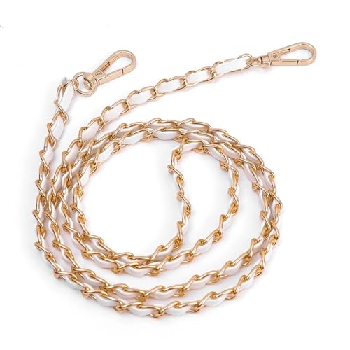 WDSBZNB Taschenkette Ledertaschenriemen for Umhängetaschen, Ersatzkette, Schwarz, Weiß, Handtaschenriemen, Geldbörsenzubehör, 120 cm(White) von WDSBZNB