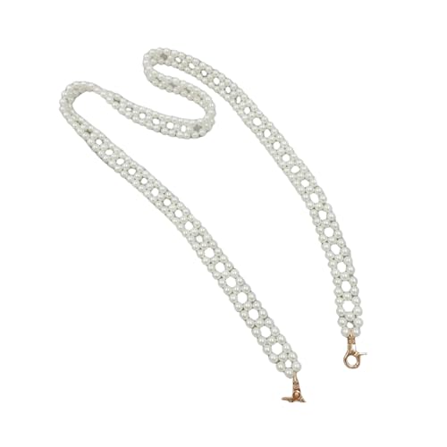 WDSBZNB Taschenkette Süße Imitieren Perle Tasche Strap Gürtel Griffe Kette Tragbare Frauen Handtasche Schulter Tasche Strap Ersatz Lange Tasche Zubehör(White,60cm) von WDSBZNB