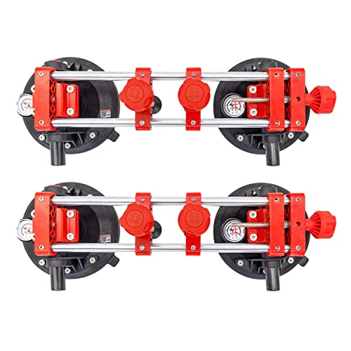 WDSOPK Nahtloser Steinnahtsetzer Mit 8-Zoll-Vakuum-Saugnapf, Sicheres Druckmessgerät, Werkzeug Zum Verbinden Und Nivellieren Von Fliesen, Arbeitsplatteninstallation Zum Verschie（2Pcs-Rosso） von WDSOPK