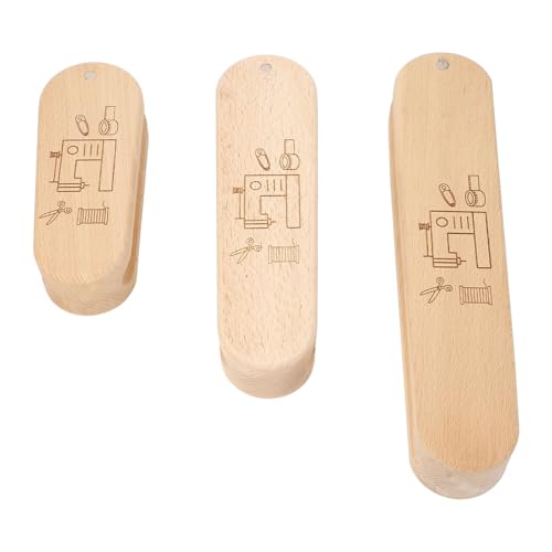 WDWDW 3-teiliges Schneiderklöppel-Set aus Holz mit Messskala – Professionelles Näh- und Quilt-Presswerkzeug zum Glätten von Nähten, Wärmespeicherung, Stoffpflege – Ideal für Bastler von WDWDW