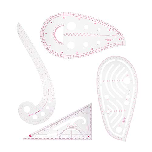WDWDW 4-teiliges französisches Kurvenlineal-Set, multifunktionales Nähdesign-Werkzeug aus Kunststoff zum Erstellen von Schnittmustern, Benoten, Prüfen – Schneidern, Quilten, Basteln WDWDW 4-teiliges französisches Kurvenlineal-Set, multifunktionales Nähdesign-Werkzeug aus Kunststoff zum Erstellen von Schnittmustern, Benoten, Prüfen – Schneidern, Quilten, Basteln von WDWDW