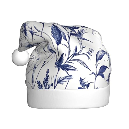 WDXQHY Blaue Blumen Weihnachtsmütze für Erwachsene, Plüsch, festliche Feiertagsdekoration und Partyzubehör, Weihnachtsmütze für Erwachsene, Feiertagsparty-Dekorationen WDXQHY Blaue Blumen Weihnachtsmütze für Erwachsene, Plüsch, festliche Feiertagsdekoration und Partyzubehör, Weihnachtsmütze für Erwachsene, Feiertagsparty-Dekorationen von WDXQHY