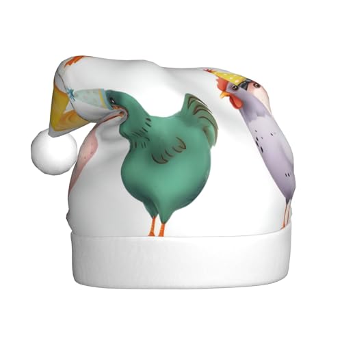 WDXQHY Bunte Cartoon-Huhn für Erwachsene, Plüsch-Weihnachtsmütze, festliche Feiertagsdekoration und Partyzubehör, Weihnachtsmütze für Erwachsene, Feiertagsparty-Dekorationen WDXQHY Bunte Cartoon-Huhn für Erwachsene, Plüsch-Weihnachtsmütze, festliche Feiertagsdekoration und Partyzubehör, Weihnachtsmütze für Erwachsene, Feiertagsparty-Dekorationen von WDXQHY