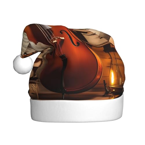 WDXQHY Cello und Musiknotenblätter für Erwachsene, Plüsch-Weihnachtsmütze, festliche Feiertagsdekoration und Partyzubehör, Weihnachtshut für Erwachsene, Partydekoration WDXQHY Cello und Musiknotenblätter für Erwachsene, Plüsch-Weihnachtsmütze, festliche Feiertagsdekoration und Partyzubehör, Weihnachtshut für Erwachsene, Partydekoration von WDXQHY