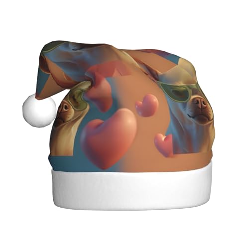 WDXQHY Chihuahua mit Sonnenbrille für Erwachsene, Plüsch-Weihnachtsmütze, festliche Feiertagsdekoration und Partyzubehör, Weihnachtsmütze für Erwachsene, Feiertagsparty-Dekorationen WDXQHY Chihuahua mit Sonnenbrille für Erwachsene, Plüsch-Weihnachtsmütze, festliche Feiertagsdekoration und Partyzubehör, Weihnachtsmütze für Erwachsene, Feiertagsparty-Dekorationen von WDXQHY