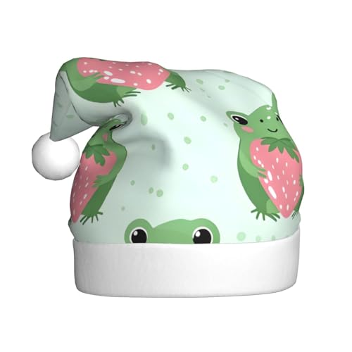 WDXQHY Erdbeerfrosch für Erwachsene, Plüsch-Weihnachtsmütze, festliche Feiertagsdekoration und Partyzubehör, Weihnachtsmütze für Erwachsene, Feiertagsparty-Dekorationen WDXQHY Erdbeerfrosch für Erwachsene, Plüsch-Weihnachtsmütze, festliche Feiertagsdekoration und Partyzubehör, Weihnachtsmütze für Erwachsene, Feiertagsparty-Dekorationen von WDXQHY