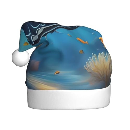 WDXQHY Manta Ray and Fish Weihnachtsmütze für Erwachsene, Plüsch, festliche Feiertagsdekoration und Partyzubehör, Weihnachtsmütze für Erwachsene, Feiertagsparty-Dekorationen WDXQHY Manta Ray and Fish Weihnachtsmütze für Erwachsene, Plüsch, festliche Feiertagsdekoration und Partyzubehör, Weihnachtsmütze für Erwachsene, Feiertagsparty-Dekorationen von WDXQHY