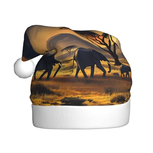WDXQHY Plüsch-Weihnachtsmütze für Erwachsene, Motiv: Elefant auf der Prärie, festliche Feiertagsdekoration und Partyzubehör, Weihnachtsmütze für Erwachsene, Feiertagsparty-Dekorationen WDXQHY Plüsch-Weihnachtsmütze für Erwachsene, Motiv: Elefant auf der Prärie, festliche Feiertagsdekoration und Partyzubehör, Weihnachtsmütze für Erwachsene, Feiertagsparty-Dekorationen von WDXQHY