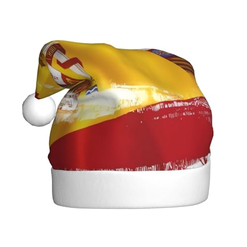 WDXQHY Spanien-Flagge, Plüsch-Weihnachtsmütze für Erwachsene, festliche Feiertagsdekoration und Partyzubehör, Weihnachtsmütze für Erwachsene, Feiertagsparty-Dekorationen WDXQHY Spanien-Flagge, Plüsch-Weihnachtsmütze für Erwachsene, festliche Feiertagsdekoration und Partyzubehör, Weihnachtsmütze für Erwachsene, Feiertagsparty-Dekorationen von WDXQHY