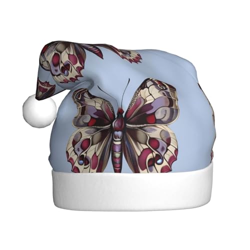 WDXQHY Weihnachtsmütze aus Plüsch, Vintage-Schmetterling für Erwachsene, festliche Feiertagsdekoration und Partyzubehör, Weihnachtsmütze für Erwachsene, Feiertagsparty-Dekorationen WDXQHY Weihnachtsmütze aus Plüsch, Vintage-Schmetterling für Erwachsene, festliche Feiertagsdekoration und Partyzubehör, Weihnachtsmütze für Erwachsene, Feiertagsparty-Dekorationen von WDXQHY