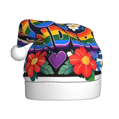 WDXQHY Weihnachtsmütze aus Plüsch mit Regenbogen-Buchstaben und Blume, festliche Feiertagsdekoration und Partyzubehör, Weihnachtsmütze für Erwachsene, Feiertagsparty-Dekorationen WDXQHY Weihnachtsmütze aus Plüsch mit Regenbogen-Buchstaben und Blume, festliche Feiertagsdekoration und Partyzubehör, Weihnachtsmütze für Erwachsene, Feiertagsparty-Dekorationen von WDXQHY