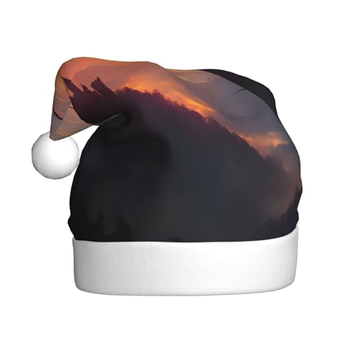 WDXQHY Weihnachtsmütze für Erwachsene, Motiv: Sonnenuntergang, Drache, Plüsch, festliche Feiertagsdekoration und Partyzubehör, Weihnachtsmütze für Erwachsene, Feiertagsparty-Dekorationen WDXQHY Weihnachtsmütze für Erwachsene, Motiv: Sonnenuntergang, Drache, Plüsch, festliche Feiertagsdekoration und Partyzubehör, Weihnachtsmütze für Erwachsene, Feiertagsparty-Dekorationen von WDXQHY