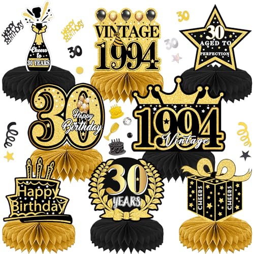 Geburtstag Dekoration 30. Tischdeko Bienenwabe Mittelstück mit Konfetti für Männer Frauen Tischdekoration Party Geburtstagsparty 9Stk Schwarz Gold Geburtstag Dekoration 30. Tischdeko Bienenwabe Mittelstück mit Konfetti für Männer Frauen Tischdekoration Party Geburtstagsparty 9Stk Schwarz Gold von WDZGX