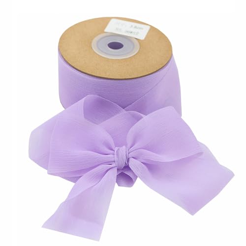 Geschenkband Schleifenband 3.8cmx22.8m Chiffonband Seidenband für Geschenkverpackung Hochzeitseinladungen Blumenarrangement (Hellviolett) Geschenkband Schleifenband 3.8cmx22.8m Chiffonband Seidenband für Geschenkverpackung Hochzeitseinladungen Blumenarrangement (Hellviolett) von WDZGX
