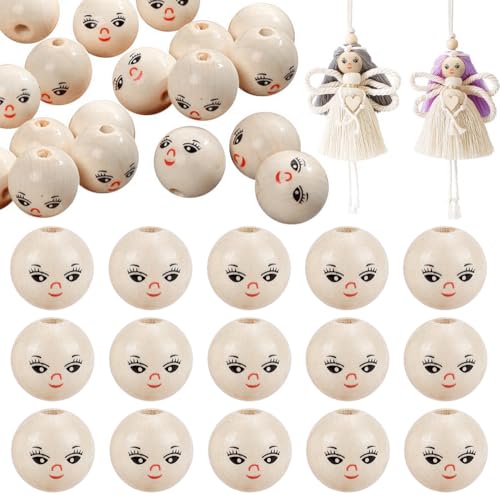 Holzkugeln 20mm Holzperlen Mit Gesicht Smile Face Holzkopf 50Stk Bastel Holzköpfe für Schlüsselanhänger Häkeln Weben Engel Handwerk Makramee DIY Schmuck Holzkugeln 20mm Holzperlen Mit Gesicht Smile Face Holzkopf 50Stk Bastel Holzköpfe für Schlüsselanhänger Häkeln Weben Engel Handwerk Makramee DIY Schmuck von WDZGX