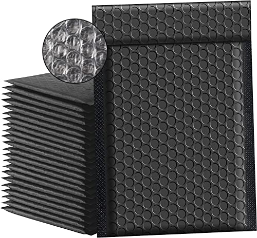 Luftpolsterumschläge Versandtaschen Luftpolster 13 x 18cm Gepolsterte Briefumschläge Bubble Mailers Selbstversiegelnde für Versand Verpackung und Aufbewahrung 50Stk (13 * 18cm, Schwarz) von WDZGX