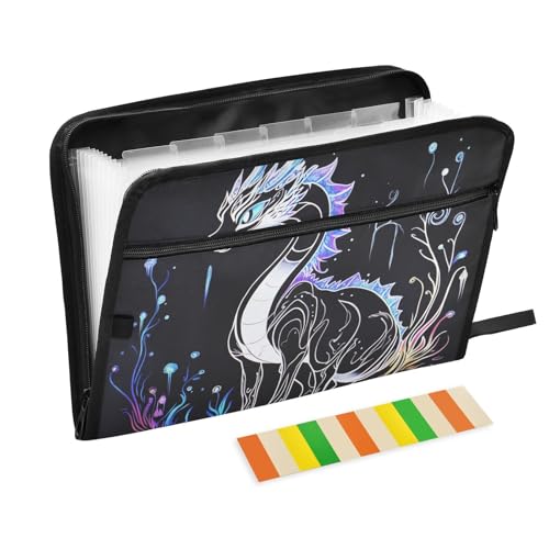 Aesthetic Dragon Cooler Organizer mit Taschen, 13 Taschen, A4, Briefgröße mit Reißverschluss, für Aktenordner von WDdZzyy
