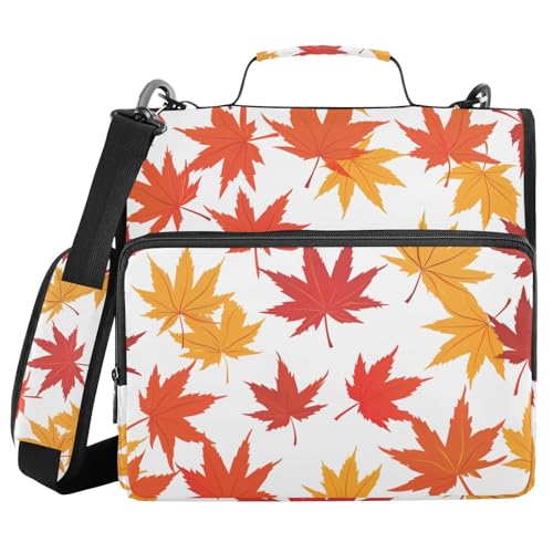 Ahornblätter, 3,8 cm, 3 Ringe, Organizer mit Griff und abnehmbarem Schultergurt, tragbare Mappe mit mehreren Taschen, geeignet für die Mittelschule Ahornblätter, 3,8 cm, 3 Ringe, Organizer mit Griff und abnehmbarem Schultergurt, tragbare Mappe mit mehreren Taschen, geeignet für die Mittelschule von WDdZzyy