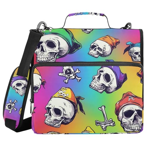 Aktenordner mit 3 Ringen, Totenkopf, Piratenmotiv, Scharlachrot, Regenbogen, mit Riemen, inklusive Reißverschlusstasche, Dokumenten-Organizer für die Mittelschule Aktenordner mit 3 Ringen, Totenkopf, Piratenmotiv, Scharlachrot, Regenbogen, mit Riemen, inklusive Reißverschlusstasche, Dokumenten-Organizer für die Mittelschule von WDdZzyy