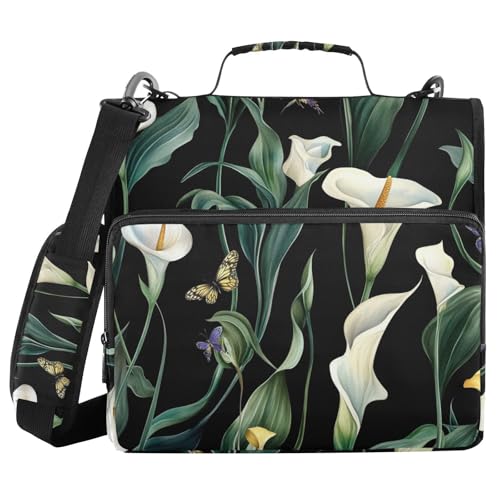 Art Calla Lily Ringbuch mit 3 Ringen, 3,8 cm, mit Riemen, einfach zu transportieren, tragbar, Portfolio für Schule/Büro, 3,8 cm Art Calla Lily Ringbuch mit 3 Ringen, 3,8 cm, mit Riemen, einfach zu transportieren, tragbar, Portfolio für Schule/Büro, 3,8 cm von WDdZzyy
