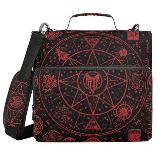 Astrologie-Organizer mit 3 Ringen, Gothic-Stil, 3,8 cm, Rot / Schwarz, 3,8 cm, mit Schultergurt, mehrere Taschen, Dokumentenmappe, Organizer für Büro, Schule Astrologie-Organizer mit 3 Ringen, Gothic-Stil, 3,8 cm, Rot / Schwarz, 3,8 cm, mit Schultergurt, mehrere Taschen, Dokumentenmappe, Organizer für Büro, Schule von WDdZzyy