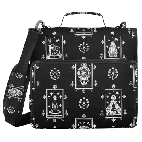 Astrologisches Tarot-Mappe mit 3 Ringen, 3 Ringe, mit Griff, inklusive Reißverschlusstasche, Portfolio für Schule/Büro, Gothic-Stil, Schwarz, 3,8 cm Astrologisches Tarot-Mappe mit 3 Ringen, 3 Ringe, mit Griff, inklusive Reißverschlusstasche, Portfolio für Schule/Büro, Gothic-Stil, Schwarz, 3,8 cm von WDdZzyy