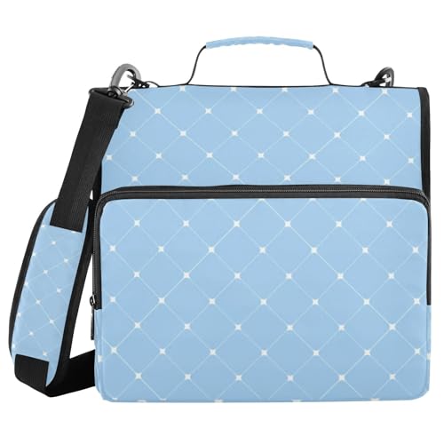 Blau-weißes Karomuster 3,8 cm 3 Ringe Organizer Ordner mit Schultergurt, wasserdicht, Dokumentenmappe für Schule und Büro Blau-weißes Karomuster 3,8 cm 3 Ringe Organizer Ordner mit Schultergurt, wasserdicht, Dokumentenmappe für Schule und Büro von WDdZzyy