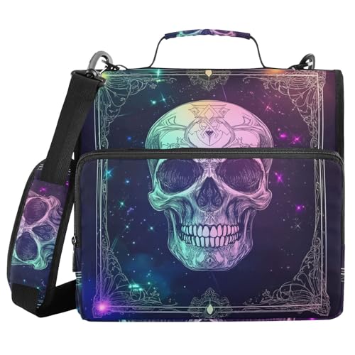 Büroordner mit 3 Ringen, Piratenschädel, mit Schultergurt und Griff, mehrere Taschen, Dokumentenmappe, Organizer für Mittelschüler Büroordner mit 3 Ringen, Piratenschädel, mit Schultergurt und Griff, mehrere Taschen, Dokumentenmappe, Organizer für Mittelschüler von WDdZzyy