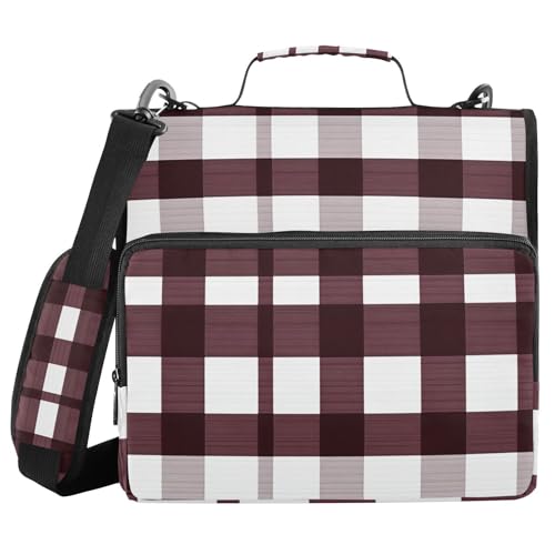 Buffalo Plaid Check Burgunderrot 3,8 cm 3 Ringe Büroordner Organizer mit Schultergurt und Griff, mehrere Taschen, Dokumentenmappe, Organizer für Schule Buffalo Plaid Check Burgunderrot 3,8 cm 3 Ringe Büroordner Organizer mit Schultergurt und Griff, mehrere Taschen, Dokumentenmappe, Organizer für Schule von WDdZzyy