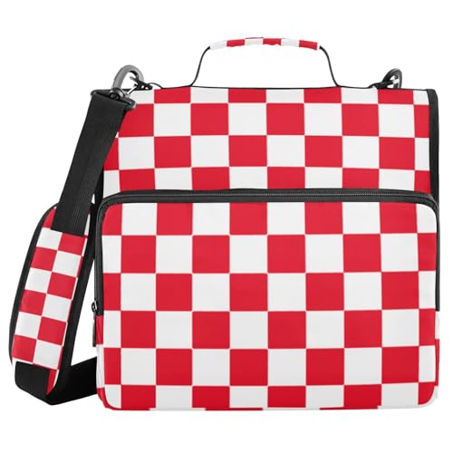 Buffalo Plaid Karo Weiß Rot 3,8 cm 3 Ringe Reißverschluss Ordner Organizer mit Gurt Wasserdicht Dokumentenmappe Organizer für Büro Schule Buffalo Plaid Karo Weiß Rot 3,8 cm 3 Ringe Reißverschluss Ordner Organizer mit Gurt Wasserdicht Dokumentenmappe Organizer für Büro Schule von WDdZzyy