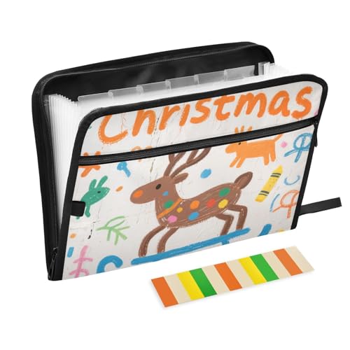 Bunte Mappe mit Schlitten und Verschluss, 13 Taschen, A4, Briefgröße mit Reißverschluss, für Büroordner Bunte Mappe mit Schlitten und Verschluss, 13 Taschen, A4, Briefgröße mit Reißverschluss, für Büroordner von WDdZzyy