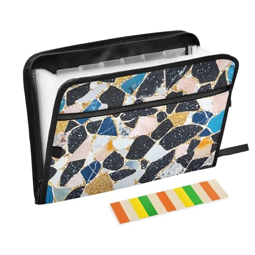 Bunte Marmor-Ordner für die Schule, 13 Taschen, A4, Briefgröße mit Reißverschluss, für Erweiterungsmappe Bunte Marmor-Ordner für die Schule, 13 Taschen, A4, Briefgröße mit Reißverschluss, für Erweiterungsmappe von WDdZzyy
