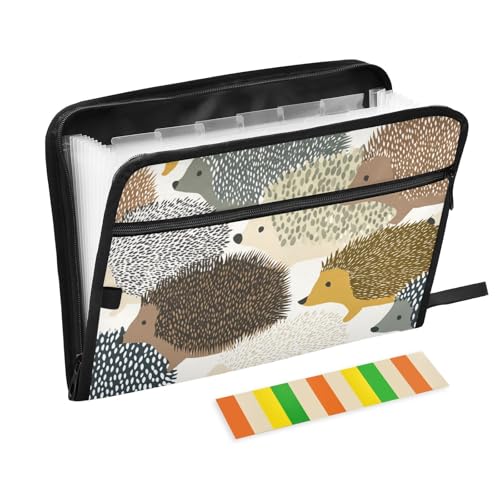 Cartoon-Igel, niedlich, bunt, Akkordeon-Ordner, 13 Taschen, A4, Briefgröße mit Reißverschluss, für Organizer, Fächermappe Cartoon-Igel, niedlich, bunt, Akkordeon-Ordner, 13 Taschen, A4, Briefgröße mit Reißverschluss, für Organizer, Fächermappe von WDdZzyy
