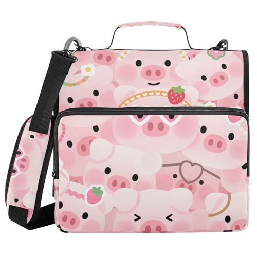 Cartoon-Organizer mit 3 Ringen, niedliches rosa Schwein, Ordner mit Riemen, mehrere Taschen, Dokumentenmappe, Organizer für Schule/Büro Cartoon-Organizer mit 3 Ringen, niedliches rosa Schwein, Ordner mit Riemen, mehrere Taschen, Dokumentenmappe, Organizer für Schule/Büro von WDdZzyy