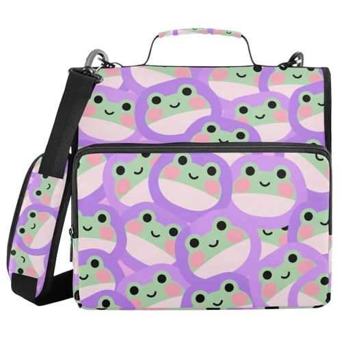 Cartoon-Organizer mit niedlichem Frosch, 3 Ringe, mit Riemen, inklusive Reißverschlusstasche, Dokumentenmappe, Organizer für Mittelschüler Cartoon-Organizer mit niedlichem Frosch, 3 Ringe, mit Riemen, inklusive Reißverschlusstasche, Dokumentenmappe, Organizer für Mittelschüler von WDdZzyy