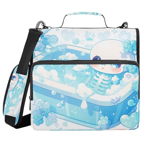 Cartoon-Organizer mit niedlichem Totenkopf-Design, 3,8 cm, 3 Ringe, Büroordner mit Griff und abnehmbarem Schultergurt, mehrere Taschen, Dokumentenmappe, Organizer für Büro, Schule Cartoon-Organizer mit niedlichem Totenkopf-Design, 3,8 cm, 3 Ringe, Büroordner mit Griff und abnehmbarem Schultergurt, mehrere Taschen, Dokumentenmappe, Organizer für Büro, Schule von WDdZzyy