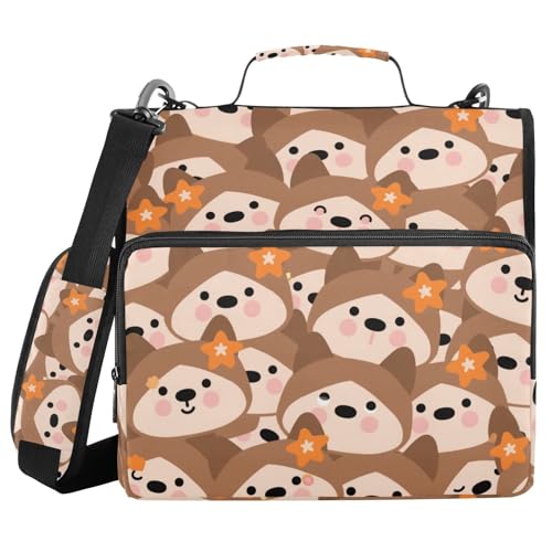 Cartoon-Organizer mit niedlichem braunem Tier, 3,8 cm, 3 Ringe, Organizer mit Griff, Laege-Kapazität, Dokumentenmappe, Organizer für Mittelschüler Cartoon-Organizer mit niedlichem braunem Tier, 3,8 cm, 3 Ringe, Organizer mit Griff, Laege-Kapazität, Dokumentenmappe, Organizer für Mittelschüler von WDdZzyy