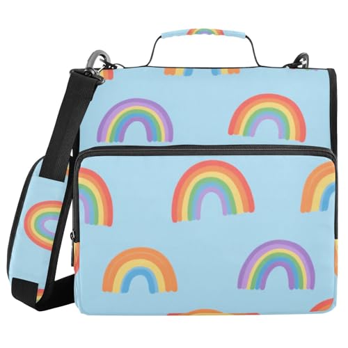 Cartoon-Regenbogen-Blau, 3,8 cm, 3 Ringe, stabiler Reißverschluss, Ordner mit Griff, inklusive Reißverschlusstasche, Dokumentenmappe, Organizer für Büro, Schule Cartoon-Regenbogen-Blau, 3,8 cm, 3 Ringe, stabiler Reißverschluss, Ordner mit Griff, inklusive Reißverschlusstasche, Dokumentenmappe, Organizer für Büro, Schule von WDdZzyy