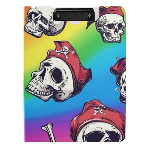 Clipboard Folder with Storage Skulls Pirate Scarlet Rainbow Cute A4 Clipfolio Double Clips Pen Holder School Clip Board with Cover von WDdZzyy