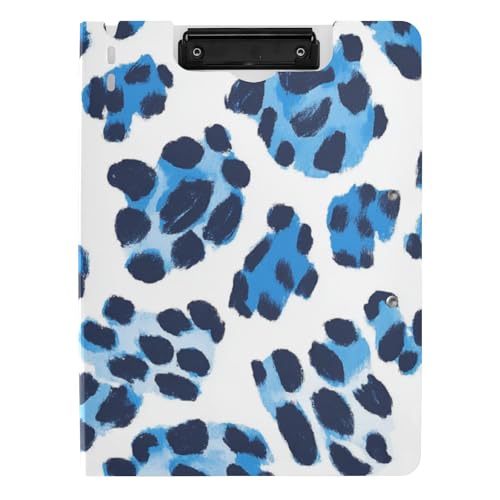 Clipfolio Faltbares Klemmbrett, Leopardenmuster, A4, zwei Metallklammern, Stifthalter, Still-Clipboard mit festem Einband, Blau / Schwarz Clipfolio Faltbares Klemmbrett, Leopardenmuster, A4, zwei Metallklammern, Stifthalter, Still-Clipboard mit festem Einband, Blau / Schwarz von WDdZzyy