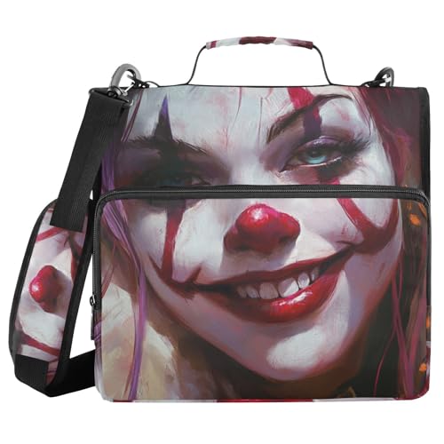 Clown-Mappe mit 3 Ringen, 3,8 cm, mit Griff und abnehmbarem Schultergurt, mehrere Taschen, Portfolio-Ordner für Schule/Büro Clown-Mappe mit 3 Ringen, 3,8 cm, mit Griff und abnehmbarem Schultergurt, mehrere Taschen, Portfolio-Ordner für Schule/Büro von WDdZzyy
