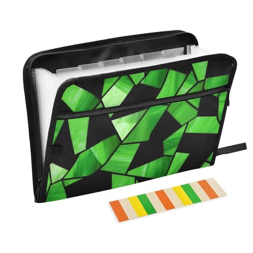 Dokumentenmappe, Buntglas, Grün, Schwarz, Halloween, erweiterbar, 13 Fächer, A4, Briefgröße mit Reißverschluss, zum Aufhängen von Aktenordnern Dokumentenmappe, Buntglas, Grün, Schwarz, Halloween, erweiterbar, 13 Fächer, A4, Briefgröße mit Reißverschluss, zum Aufhängen von Aktenordnern von WDdZzyy