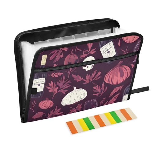 Dokumentenmappe, Halloween, Weinschädel, 13 Taschen, A4, Briefgröße mit Reißverschluss, für Bürobedarf, Ordner von WDdZzyy