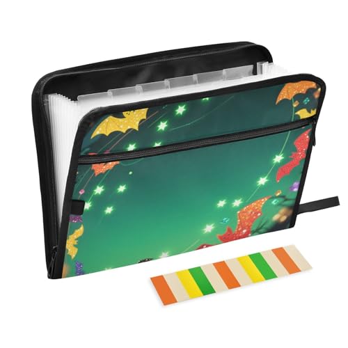 Dokumentenmappe "Happy Halloween", mit Taschen, 13 Taschen, A4, Briefgröße mit Reißverschluss, zum Erweitern von Aktenordner, Taschen, Akkordeon von WDdZzyy