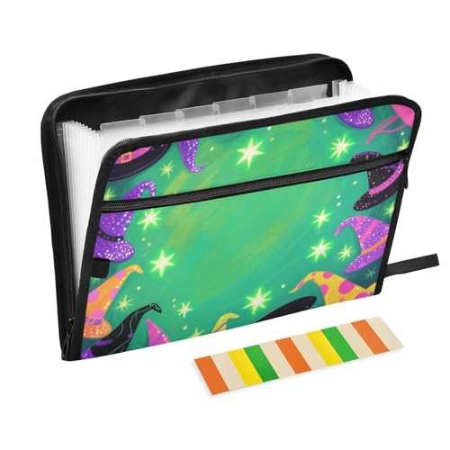 Dokumentenmappe mit Aufschrift "Happy Halloween", 13 Taschen, A4, Briefgröße mit Reißverschluss, für Ordner mit Tasche von WDdZzyy