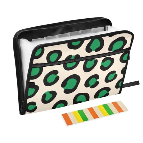 Dokumentenmappe mit Leopardenmuster, 13 Taschen, A4, Briefgröße, mit Reißverschluss, für Klassenzimmer, Zuhause, Büro, Reisen von WDdZzyy